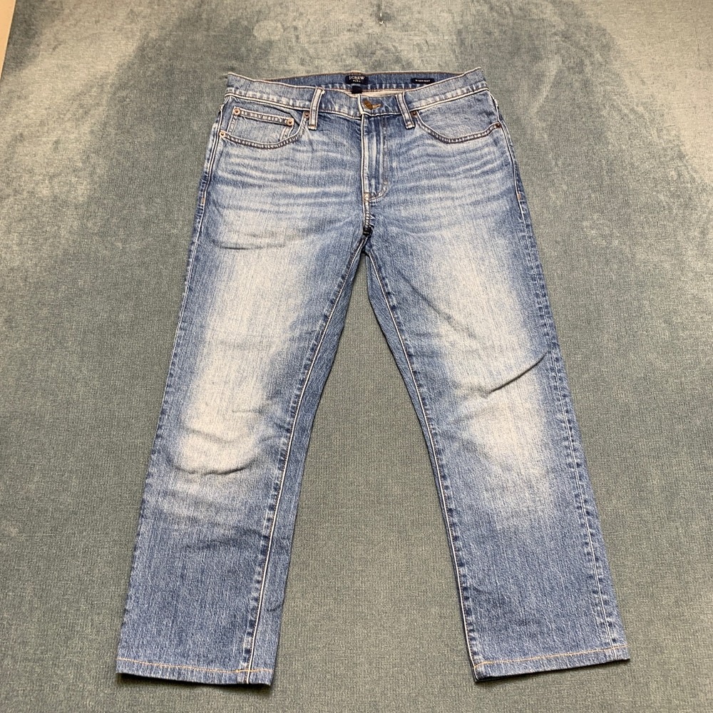 J.Crew Flex Jeans Men 31x30 Blue Denim Light Wash 5 Pockets Zip Fly Straight Leg